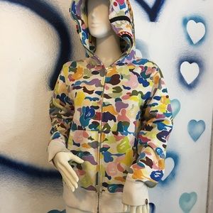 Colorful bape zip up jacket hoodie